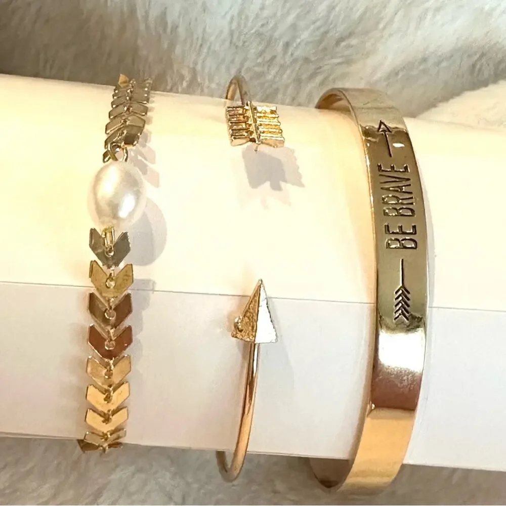 Gold Stack of 3 Bracelets